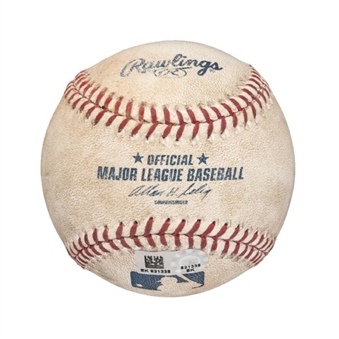 2014 Mike Trout Game Used Baseball - Single on 4/13/14 vs New York Mets (MLB Authenticated) - MVP Season